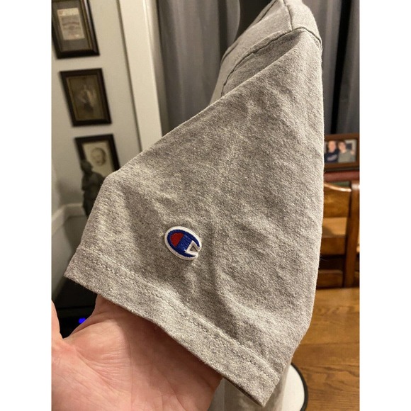 Champion Mens American Flag Logo T-Shirt Heather Gray Sz Medium EUC Activewear - Picture 5 of 9